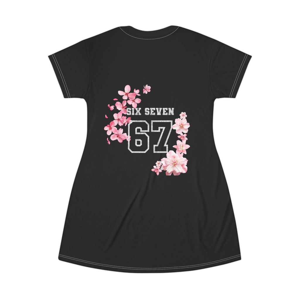 Six Seven 67 Floral Graphic T-Shirt Dress | Cherry Blossom Number Design