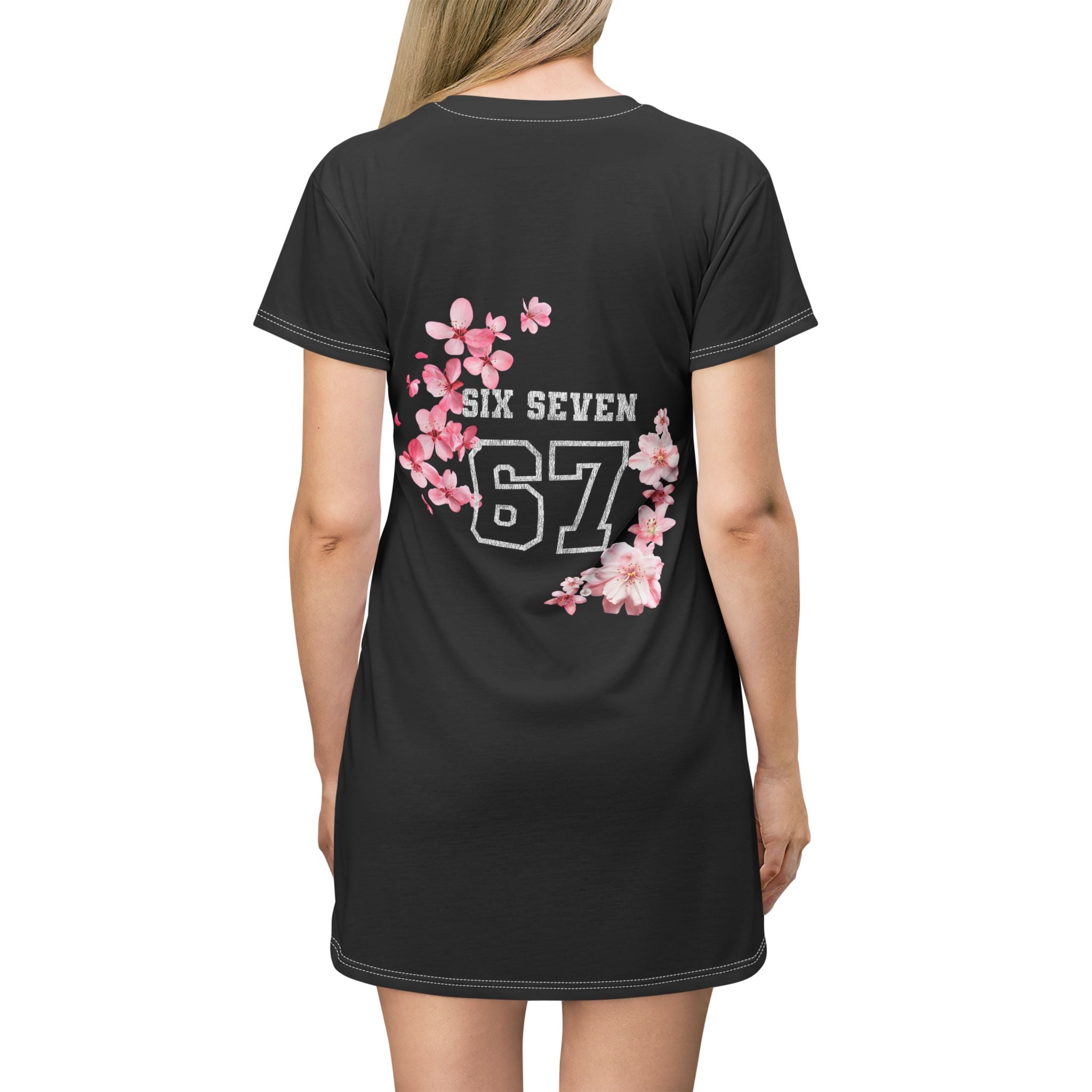 Six Seven 67 Floral Graphic T-Shirt Dress | Cherry Blossom Number Design