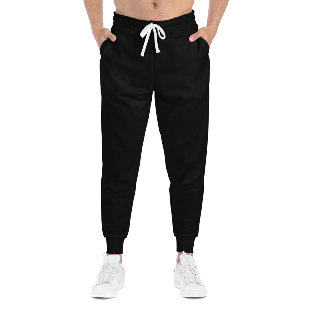 Solid Black Athletic Joggers | All-Over Print Sweatpants