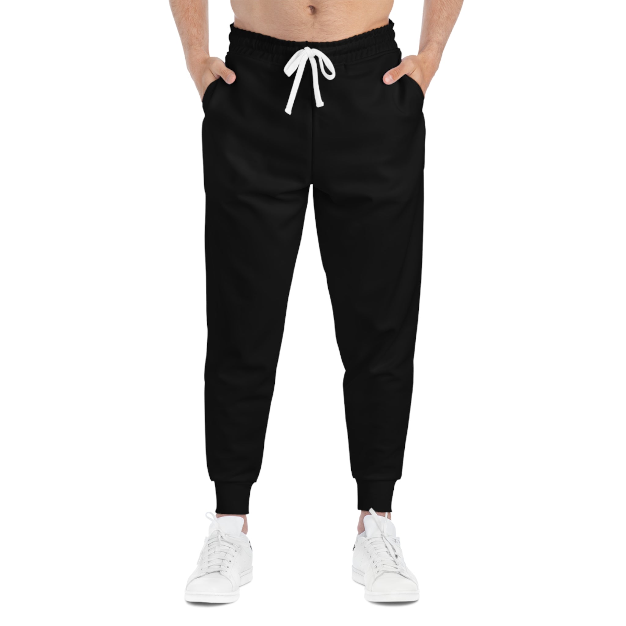 Solid Black Athletic Joggers | All-Over Print Sweatpants