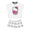 Cute Cat Character Holding Heart Pajama Set | Women's Shorts Top