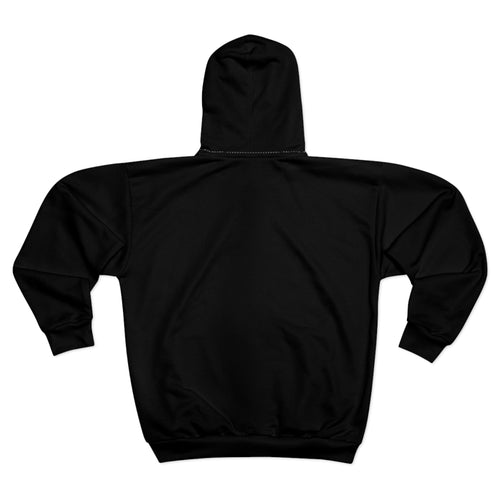 Black Zip Hoodie | All-Over Print Full-Zip Hooded Sweatshirt